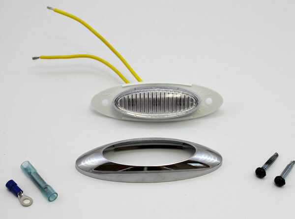 Oval Clearance Light LED with Chrome Bezel (Amber LED OR Red LED)
